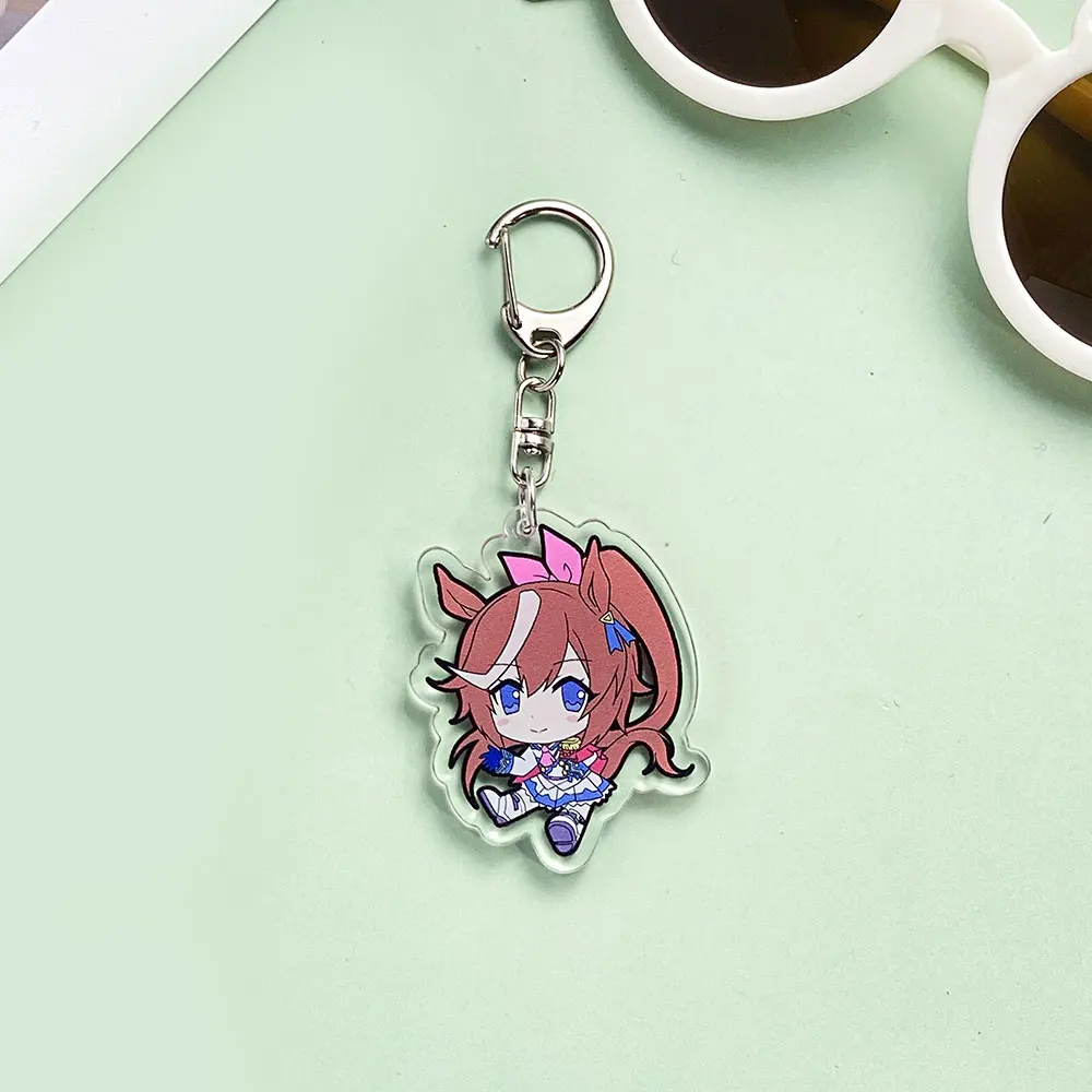 Kawaii Uma Musume جميلة ديربي أنيمي سلسلة مفاتيح مصنوعة من الأكريليك توكاي تيو أوغوري قبعة الذهب السفينة حقيبة بنقوش كرتونية قلادة لطيف حلية كيرينغ هدية