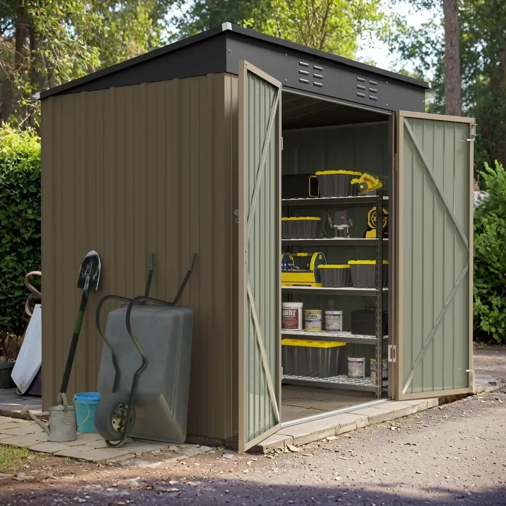 #For 6 X 8 FT Outdoor Storage Shed, Metal Garden Tool Sheds & Outdoor Storage House with Sloped Roof for Patio Lawn Backyard (Br - view 6