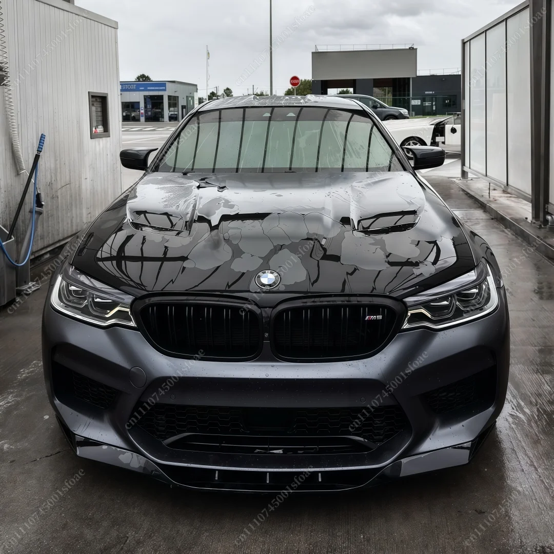 For BMW F90 M5 Competition M5 xDrive 2018-2020 Pre-Facelift Car Front Bumper Lip Chin Spoiler Cover Glossy Black BodyKit Tuning