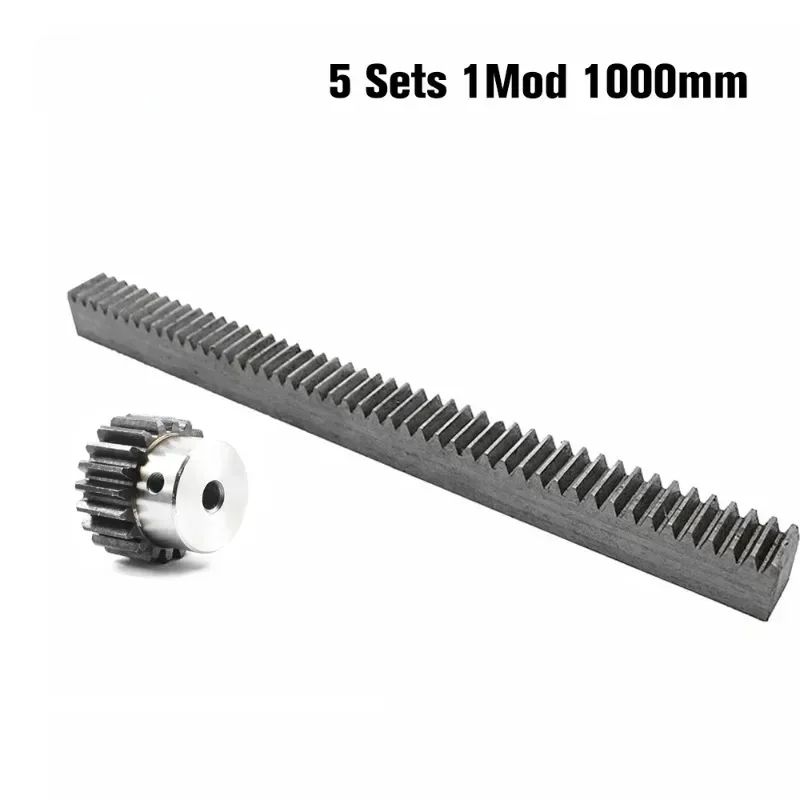 5pc 1mod 1 Modulus High Precision Gear Rack Steel 10*10*1000mm + 5pcs 1m 20teeth Spur Pinion Gears For Engraving Machine