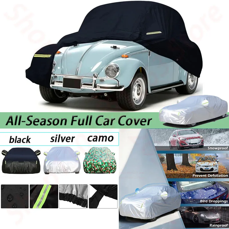 

Car Covers For 1960-1980 Volkswagen Beetle Sedan 2-Door Saloon Car with Reflective Strip Windproof Strap Anti-Theft Lock