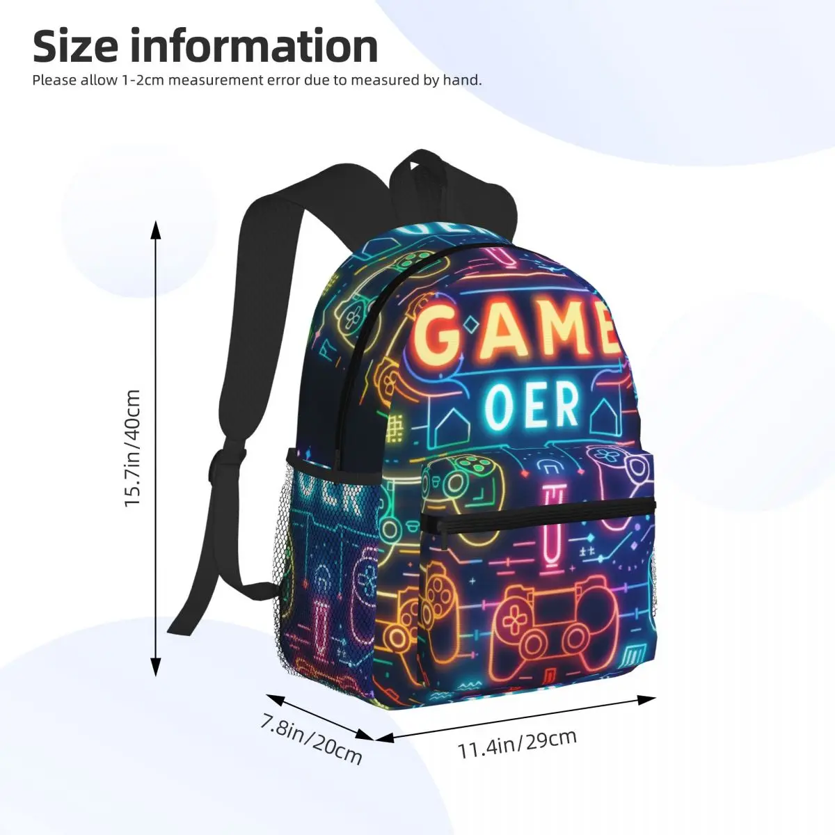 Video Game Weapon Gamer Play Gaming Background Casual Daypack Travel School Bag with Pockets for Women College