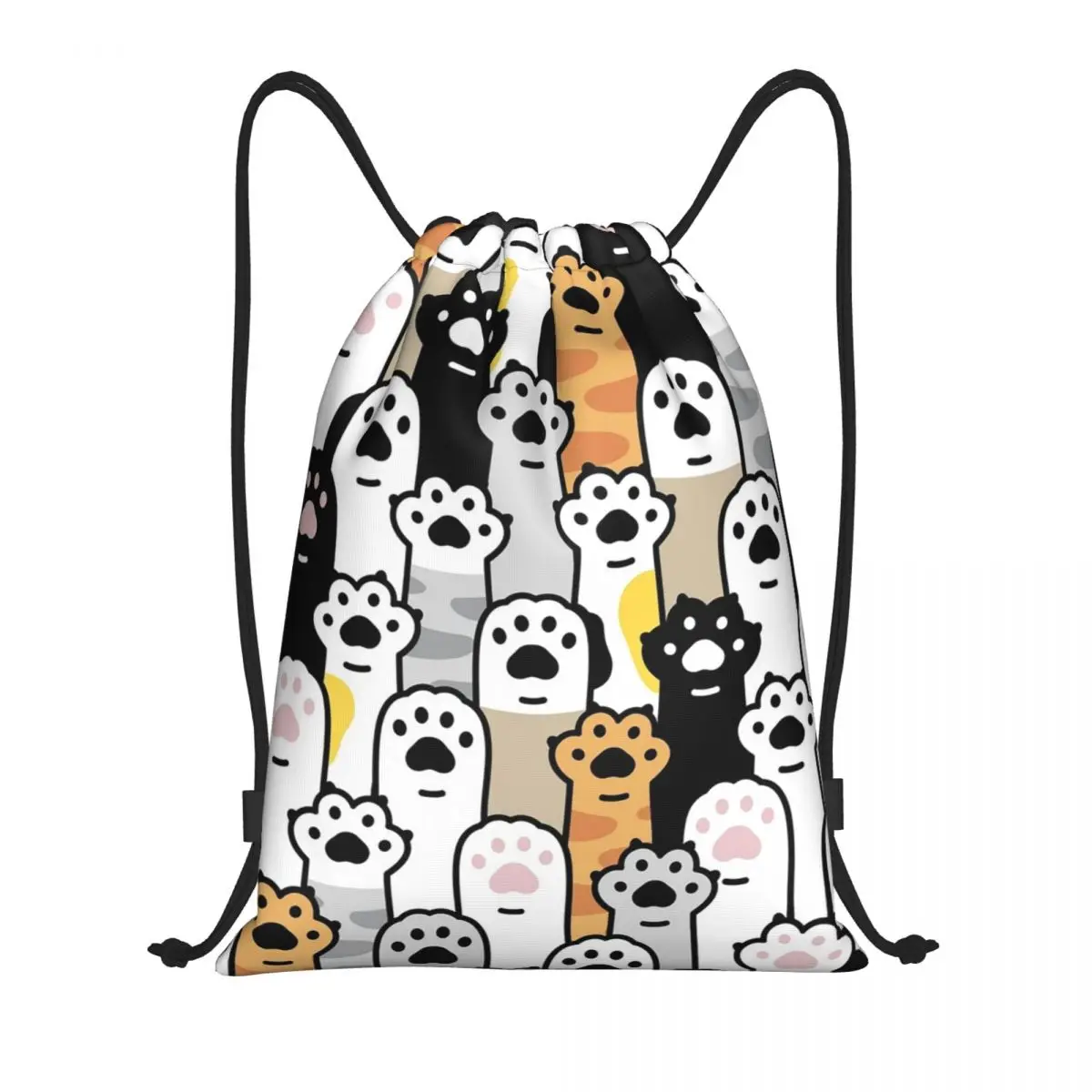 Mochila con cordón personalizada para hombre y mujer, bolsa ligera con estampado de pata de gato, gatito, gimnasio, deportes, Viajes