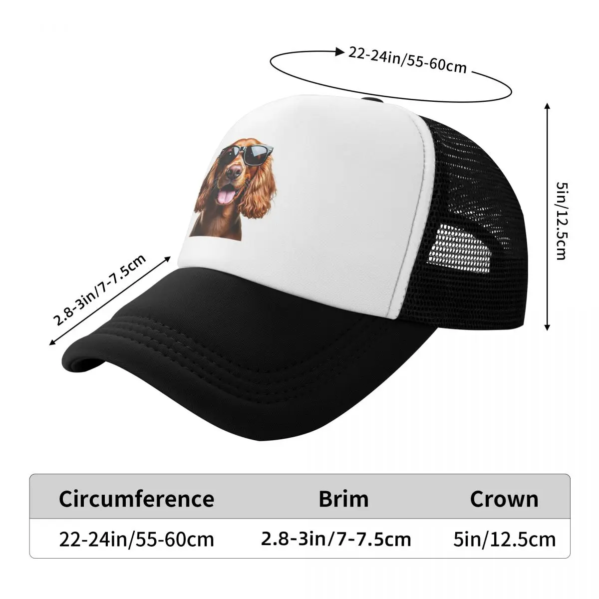 Funny Cool Cocker Spaniel Wearing Sunglasses Cap Casual Mesh Baseball Caps Adjustable Hat Hip Hop Summer Unisex Baseball Hats