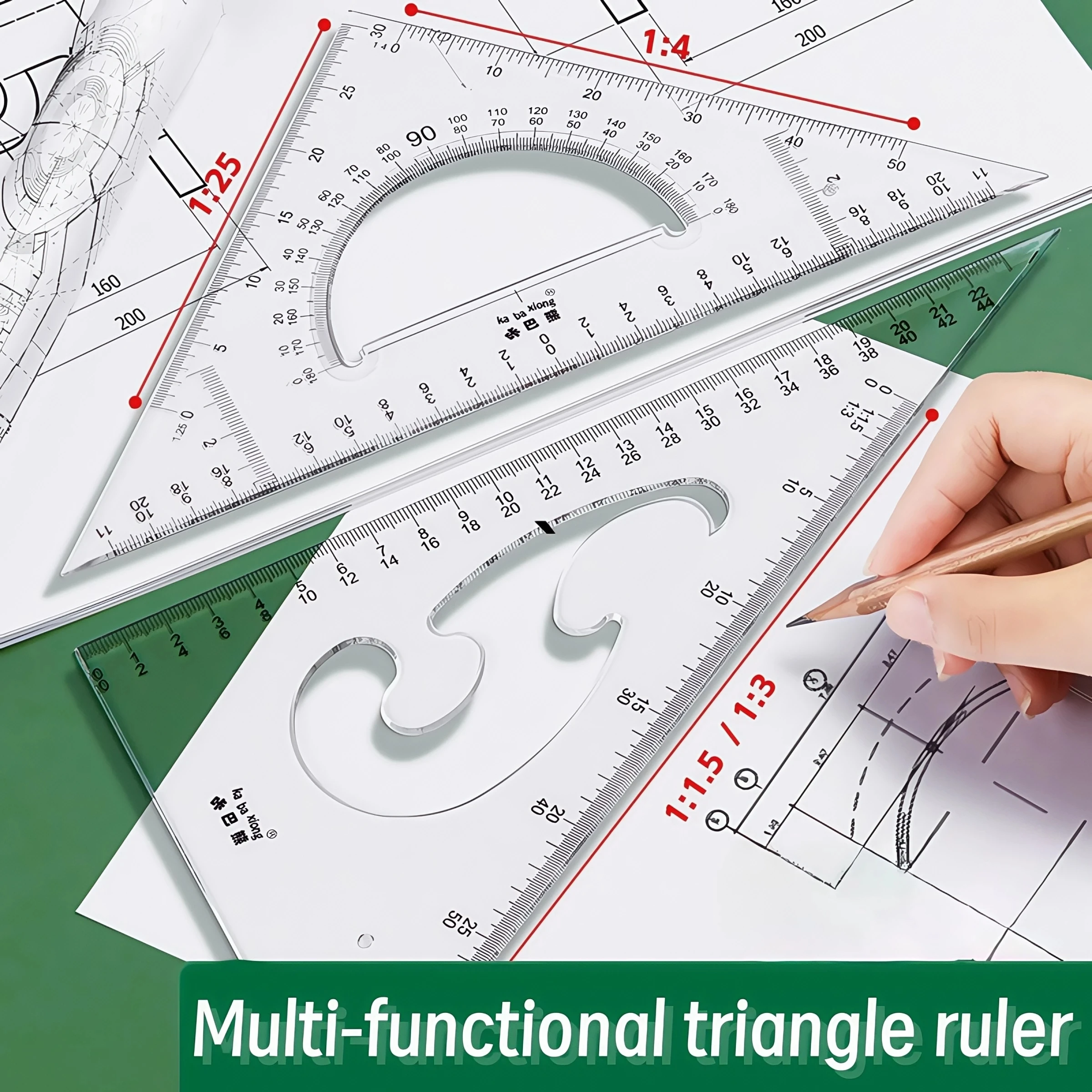 Premium Drawing Tool Set, Stainless Steel, Precision Tools, CAD, Multi-Function Measurement for School Drawing Measurement