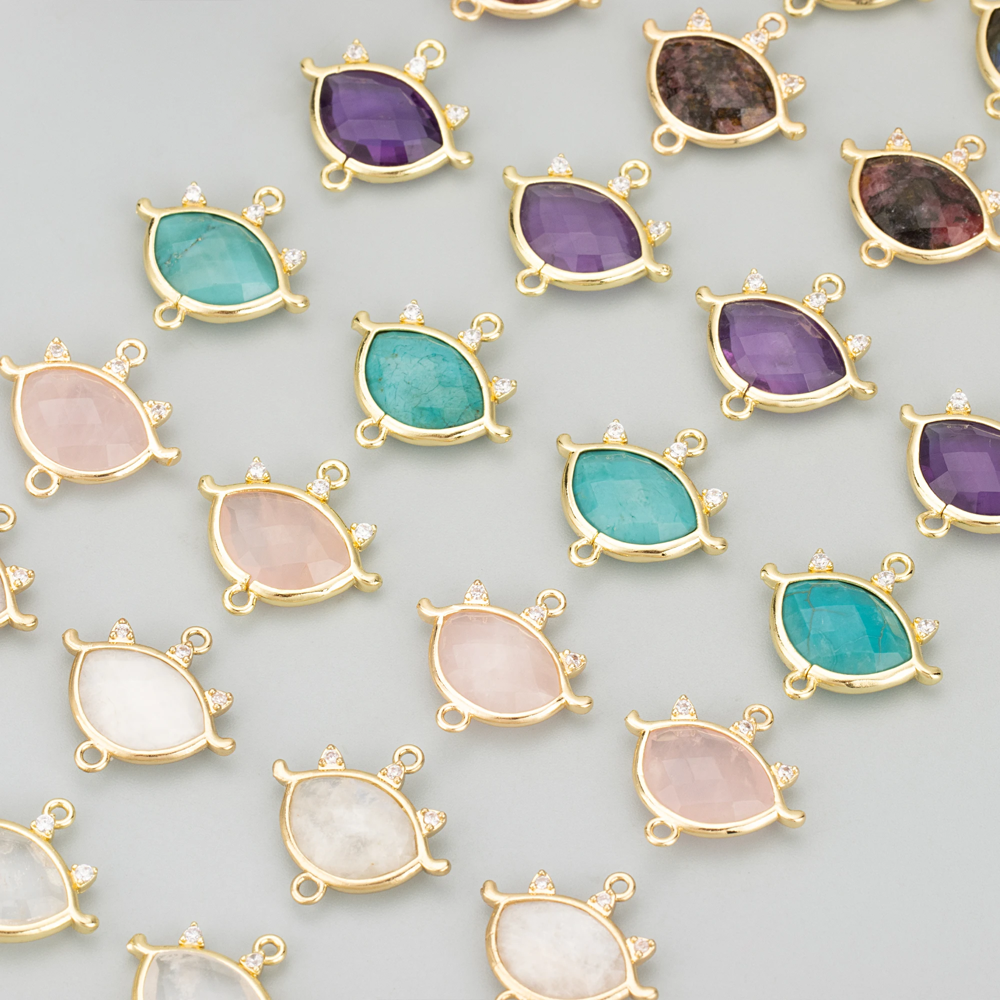 GUFEATHER MD80,jewelry accessories,18k gold plated,copper,natural stone,hand made,diy pendants,charms,jewelry making,4pcs/lot
