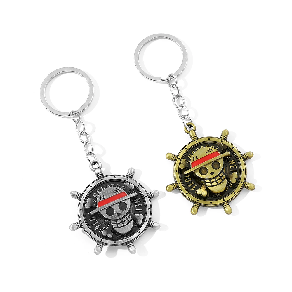 Anime Accessories One Piece Keychain The Straw Hat Pirates Compass Key Holder Fashion Jewelry Car Keyring for Women Gifts