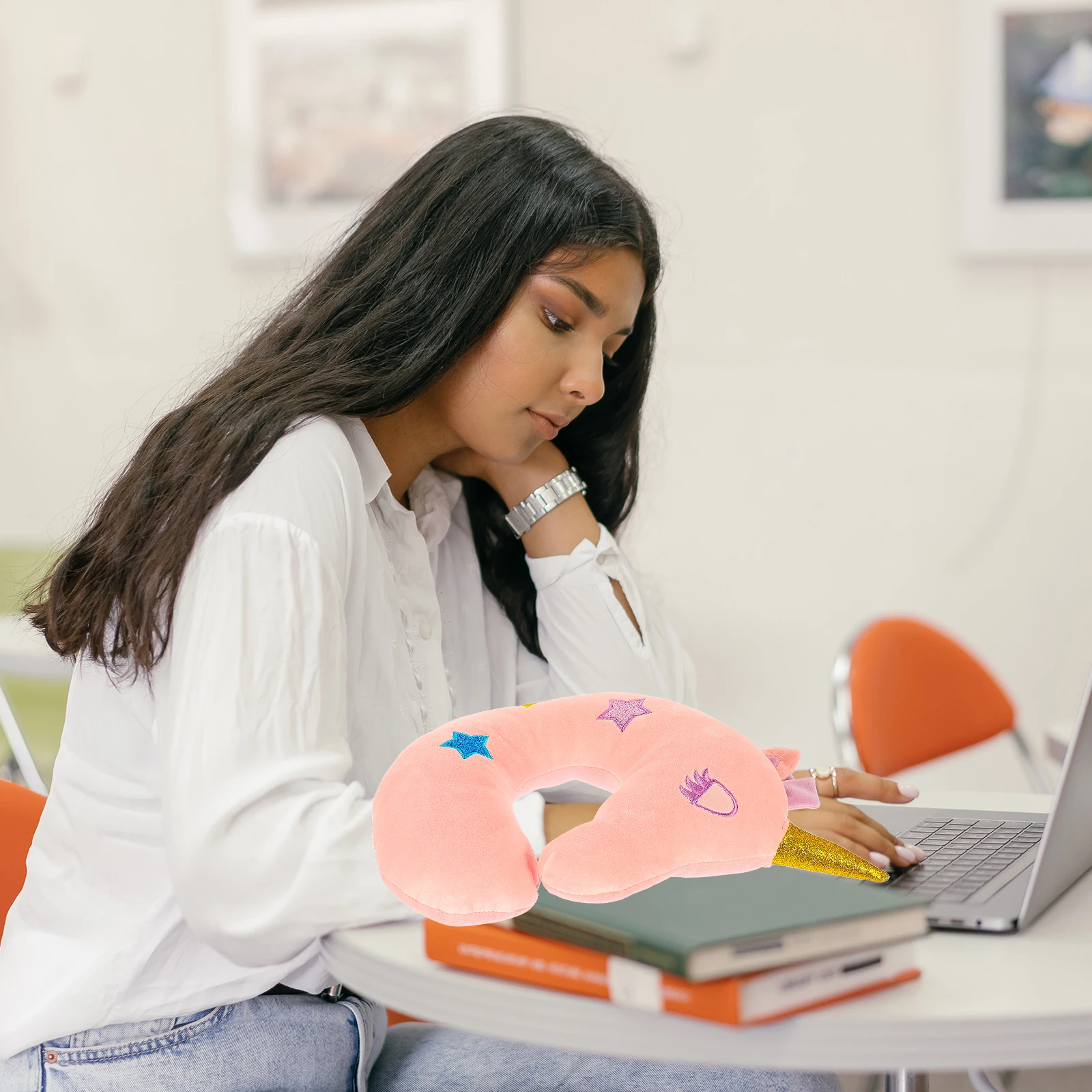 

Adorable U-Shape Neck Support Pillow for Comfortable Rest At Work Travel Or Design Portable Headrest Pillow