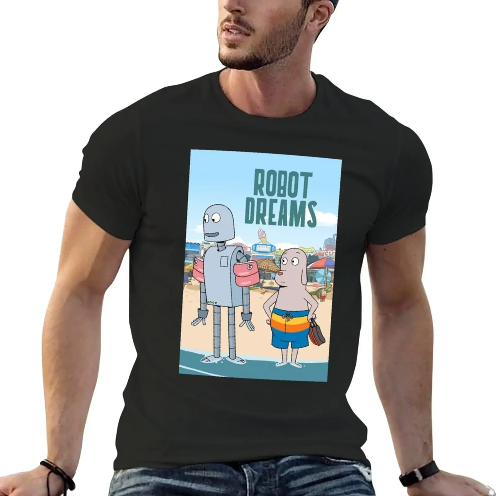 robot dreams movie poster T-Shirt custom shirt quick-drying blue archive big and tall t shirts for men