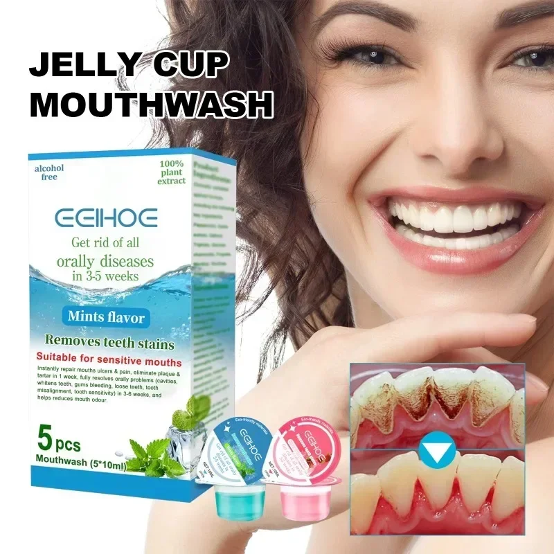 

Sdatter Jelly Cup Mouthwash Clean Mouth Odor Removal yellow Tooth tartar Cigarette Stains Brighten whitening Teeth Care Fresh Br