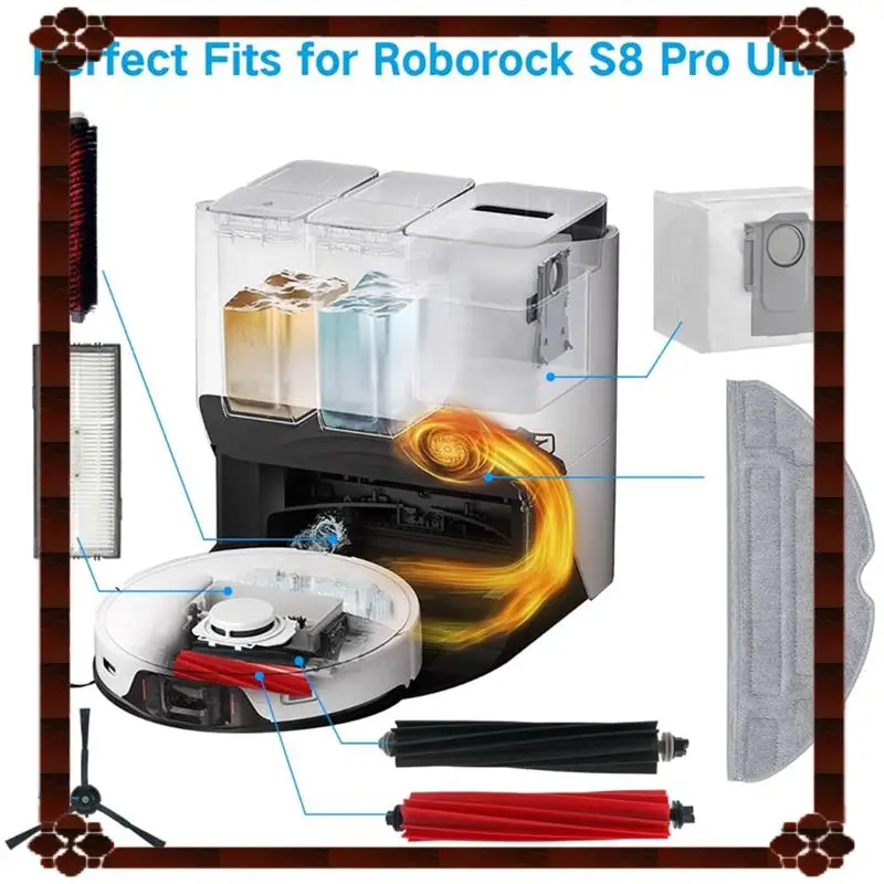 تسليم 24 ساعة 18 قطعة مجموعة ملحقات ممسحة الفرش الرئيسية المزدوجة لـ Xiaomi Roborock S8/S8+/S8 Pro Ultra Robot