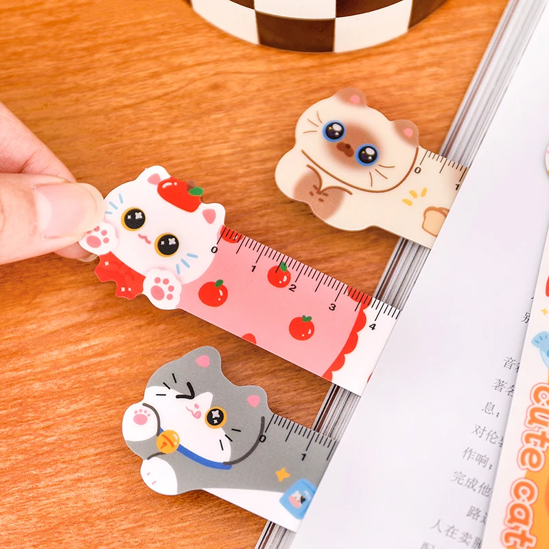 1PCS Régua Magnética de 12CM com Desenhos de Gatos, Material Escolar DIY para Desenho e Escritório