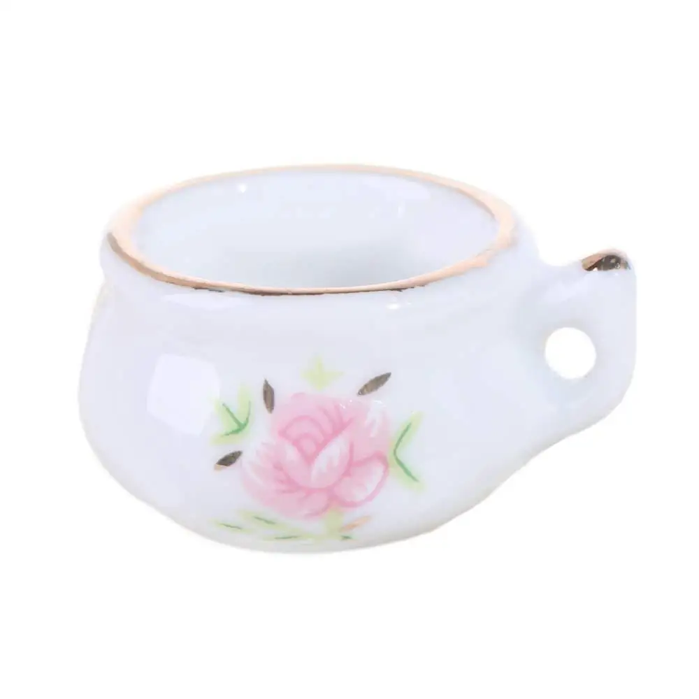 Acessório de Banheiro Exquisito para Casa de Bonecas em Escala 1/12, Estilo Vintage com Flores de Porcelana