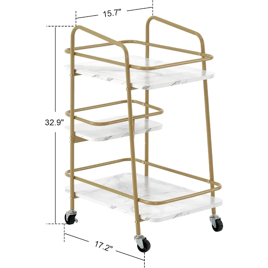 3-Tier Salon Trolley Cart, Heavy-Duty Metal White 2072