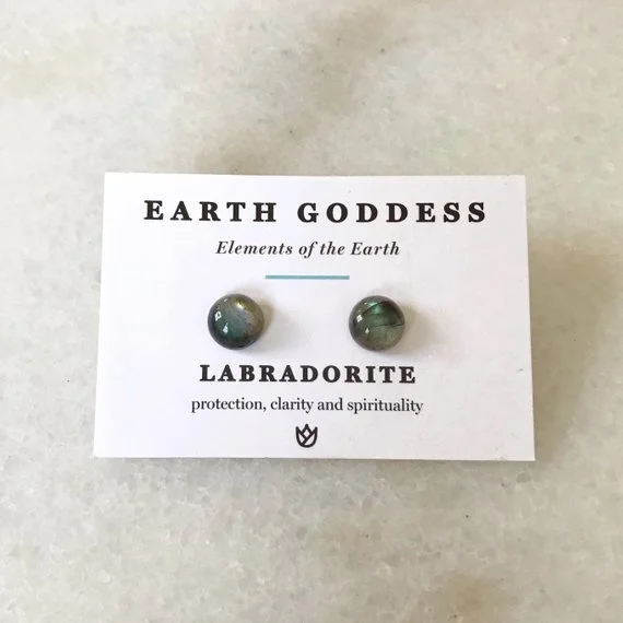 Labradorite Stud Earrings- Crystal Earrings- Protection Jewellery- Gift for Her- Gemstone Jewellery- Girlfriend Gift
