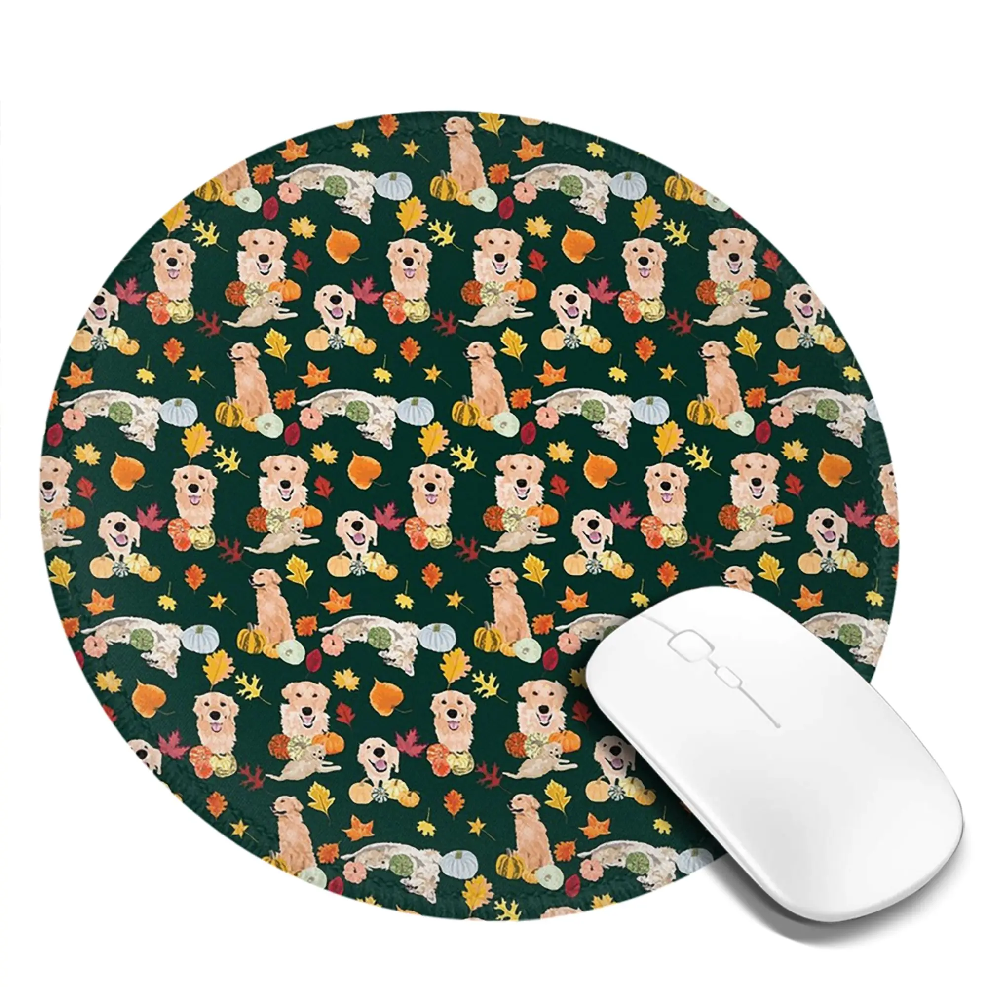 Golden Retriever  Fall Green Mouse Pad Computer Keyboard Mouse Mat Gaming PC Laptop Desk Mat Office Accessories Table Mats