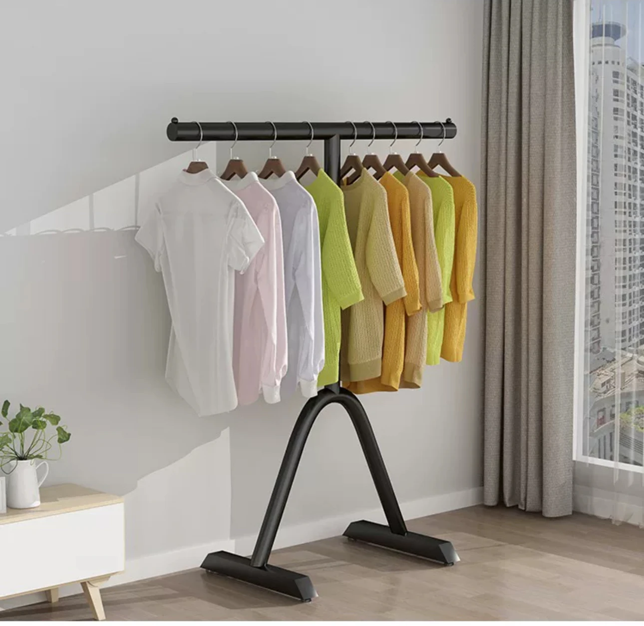 Thickened coat rack floor-to-floor bedroom clothes rack Office small bag rack door home indoor clothes rack