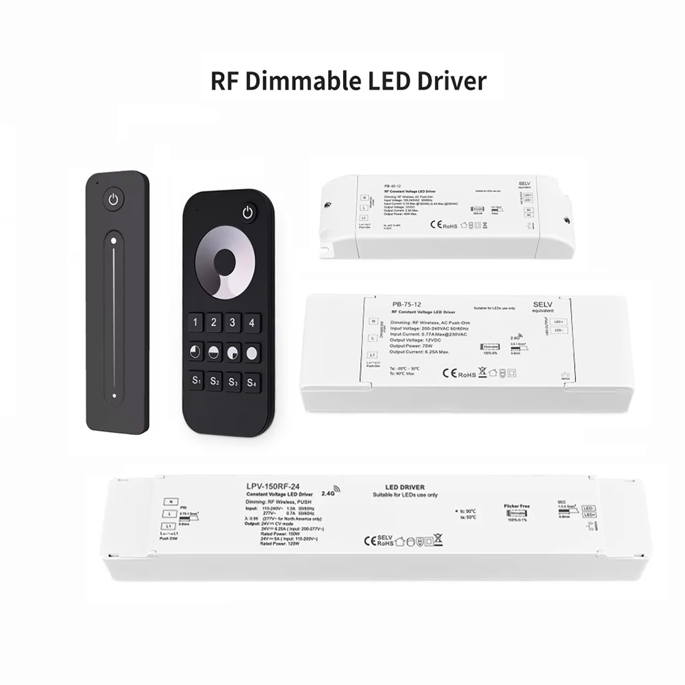 

Skydance 40W 70W 150W Dimmable LED Driver RF Remote AC Push-dim Lighting Transformer Dimmer Power Supply For LED Strip DC12V 24V