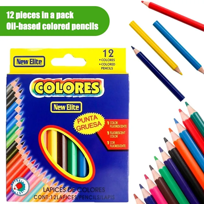 12 لونًا من أقلام الرصاص الصغيرة الاحترافية المصنوعة من الخشب الزيتي الناعم للألوان المائية للمدرسة والرسم واللوازم الفنية