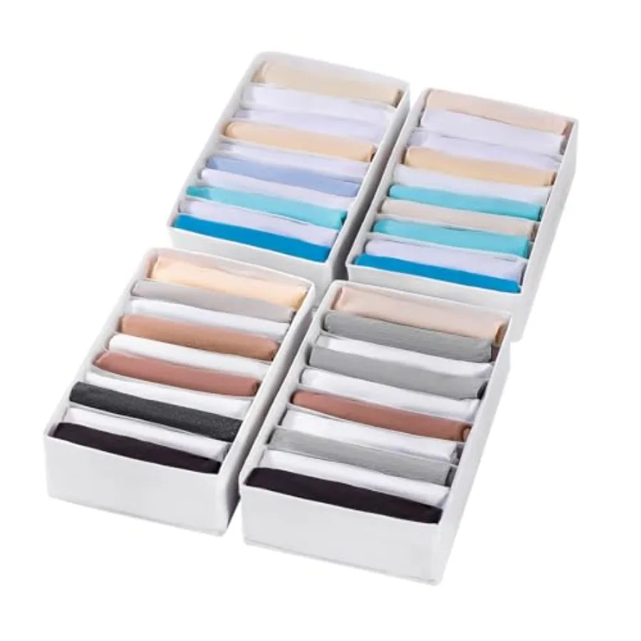 

4 Packs T-shirt Drawer Organizers for Clothing, 10 Grids Compartment Wardrobe Storage Box, Clothes Organizer for Folded Clothes