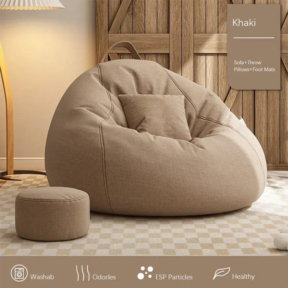 Sofas Cover puff Gigante Chairs Without Filler Linen Cloth Lounger Seat Bean Bag Pouf Puff Couch Tatami Pouf Salon Puff Asiento