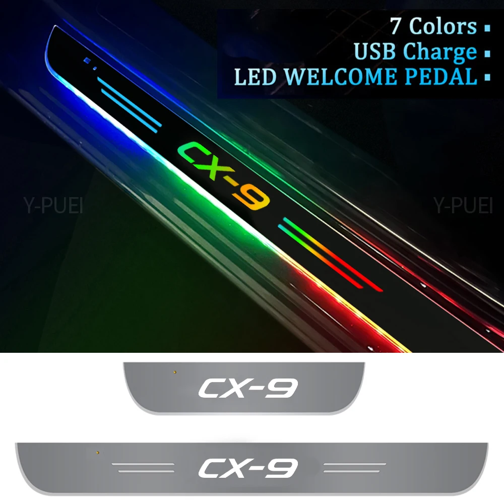 

Car LED Projector Lamp Acrylic for MAZDA CX-9 Logo Car Door Sill Welcome Pedal LED Streamer Lights Scuff Plate Pedal Decor Strip