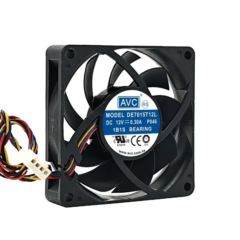 for AVC 12V 7cm 7015 4 Wire Intelligent Temperature Control Cooling Fan for Computer CPU AMD Chassis Free Shipping