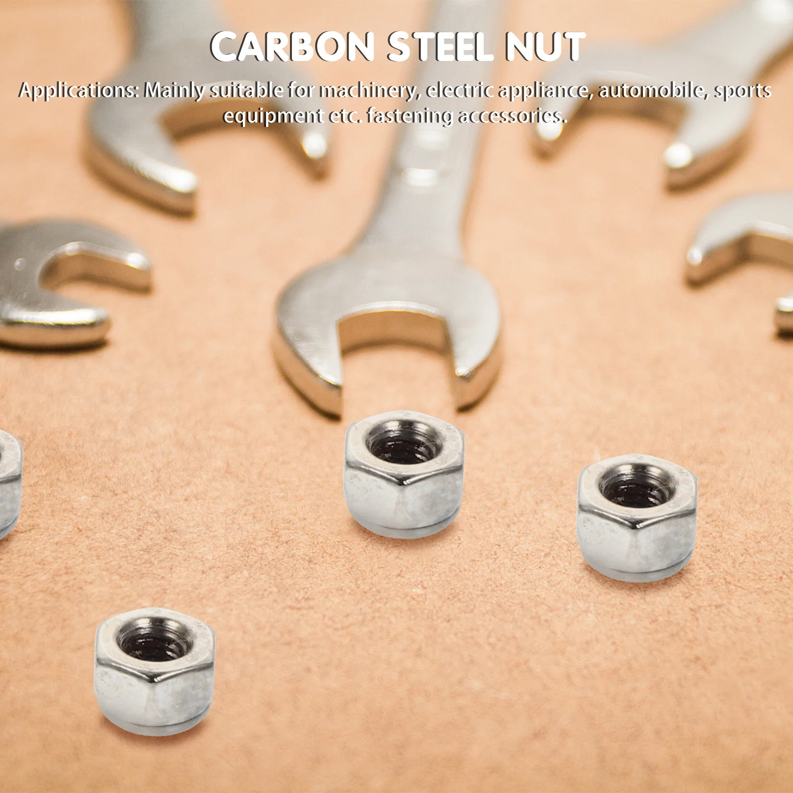 

100pcs Anti-Slip Lock Nut Carbon Steel Hexagonal Shockproof Fastener For Machinery Auto Equipment Hardware Accessories
