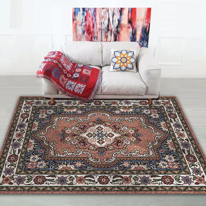 New Persian Vintage Carpet, Floor Mat Living Room Bedroom Floor Mat, Easy Care, Bohemian Style Hotel B&B Decorative Mat.