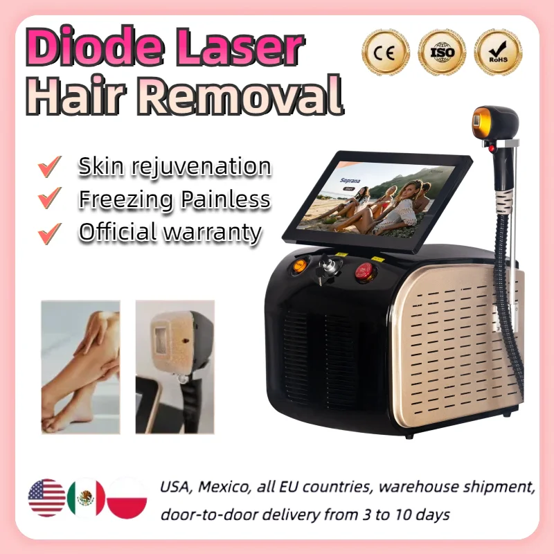 

808NM 3 Wavelength Diode Laser Permanent Hair Remove Fast Depilation Painfree Follicle Penetration Skin Rejuvenation Device3000W