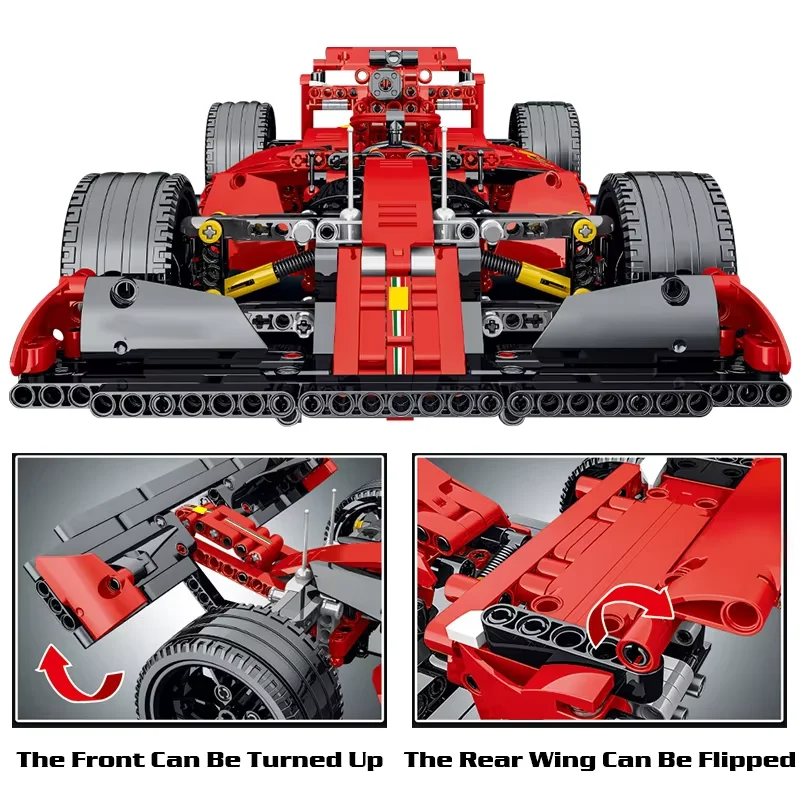 MOC F1 سباق السيارات 1200 قطعة مجموعات بناء صيغة حمراء الرياضة سباق اللبنات الطوب نموذج السوبر لعب الاطفال الهدايا
