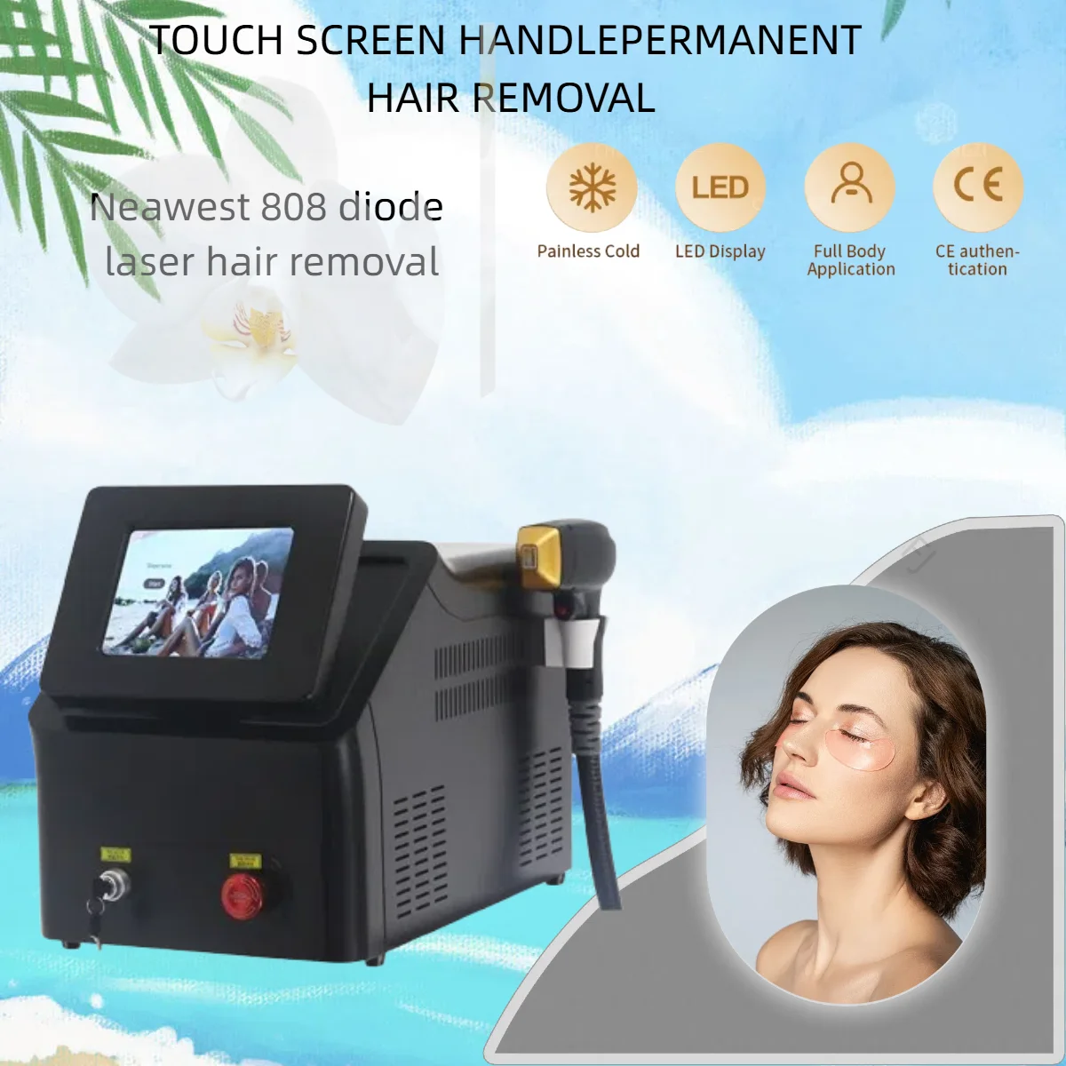 

2025 Portable Professional Diode Ice Titanium Laser Body Hair Removal Machine 808 755 Alexandrite Equipment 3-Wave Permanent