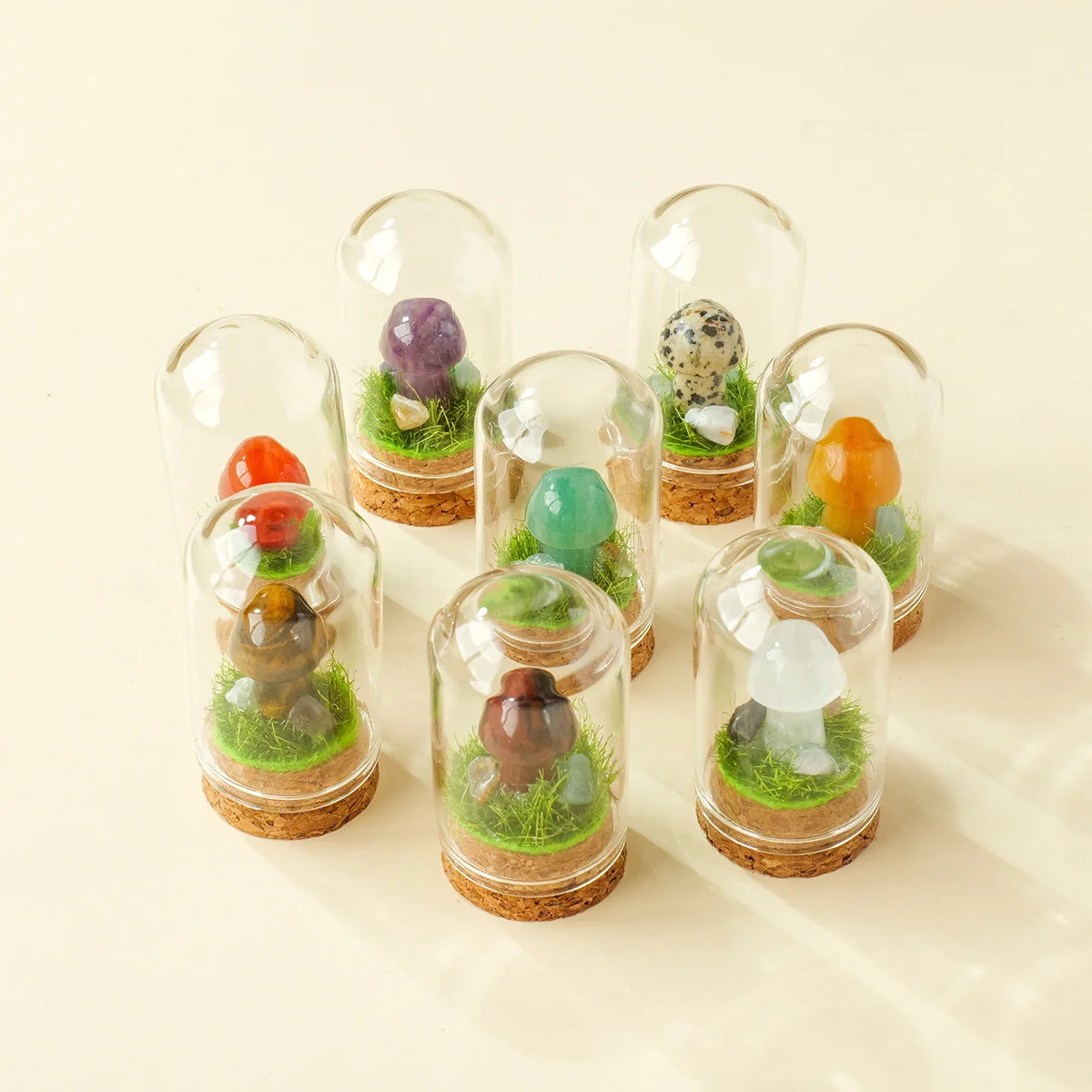 1 قطعة الفطر الكريستال الطبيعي أتمنى زجاجة صندوق أعمى زخرفة كريستال الحجر الخام المعدنية عينة الانجراف زجاجة ديكور المنزل الحرفية