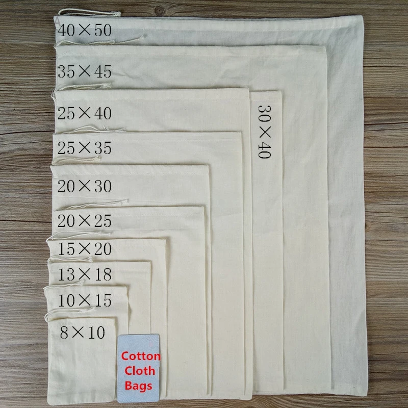 

6*9/7*8/8*10/10*15cm 20 Sizes cotton/sack/gunny/cloth drawstring bags, Gunny, water boil bag milk coffee filter