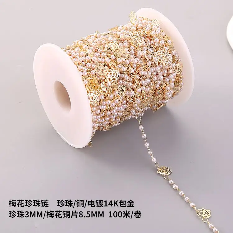 Pearl Zirconia Crystal Chain, Handmade DIY Jewelry Supplies, Multi-purpose Craft Making Material