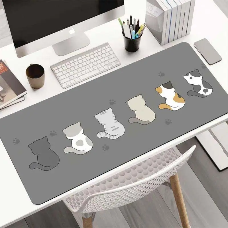 VIKAMA Cute Three Kittens XXL Desk Mat Anti Slip Waterproof Cartoon Cat Keyboard Mouse Pad Aesthetic Student Home Decor
