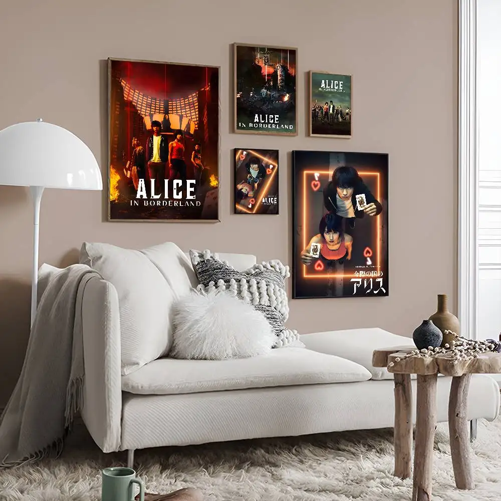Hot TV Alice In Borderland Anime Posters Sticky Whitepaper Sticker DIY Room Bar Cafe Kawaii Room Decor