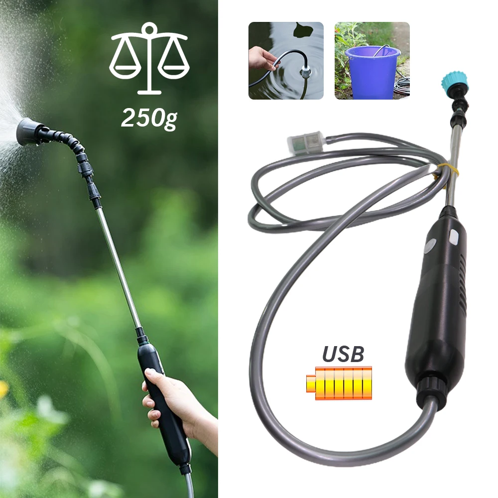 Garden Portable Spray Gun Electric Sprayer 2/4/5.5/9.5m Watering Pipe Tubing 2400mAH USB Rechargeable Irrigation Tools Extended