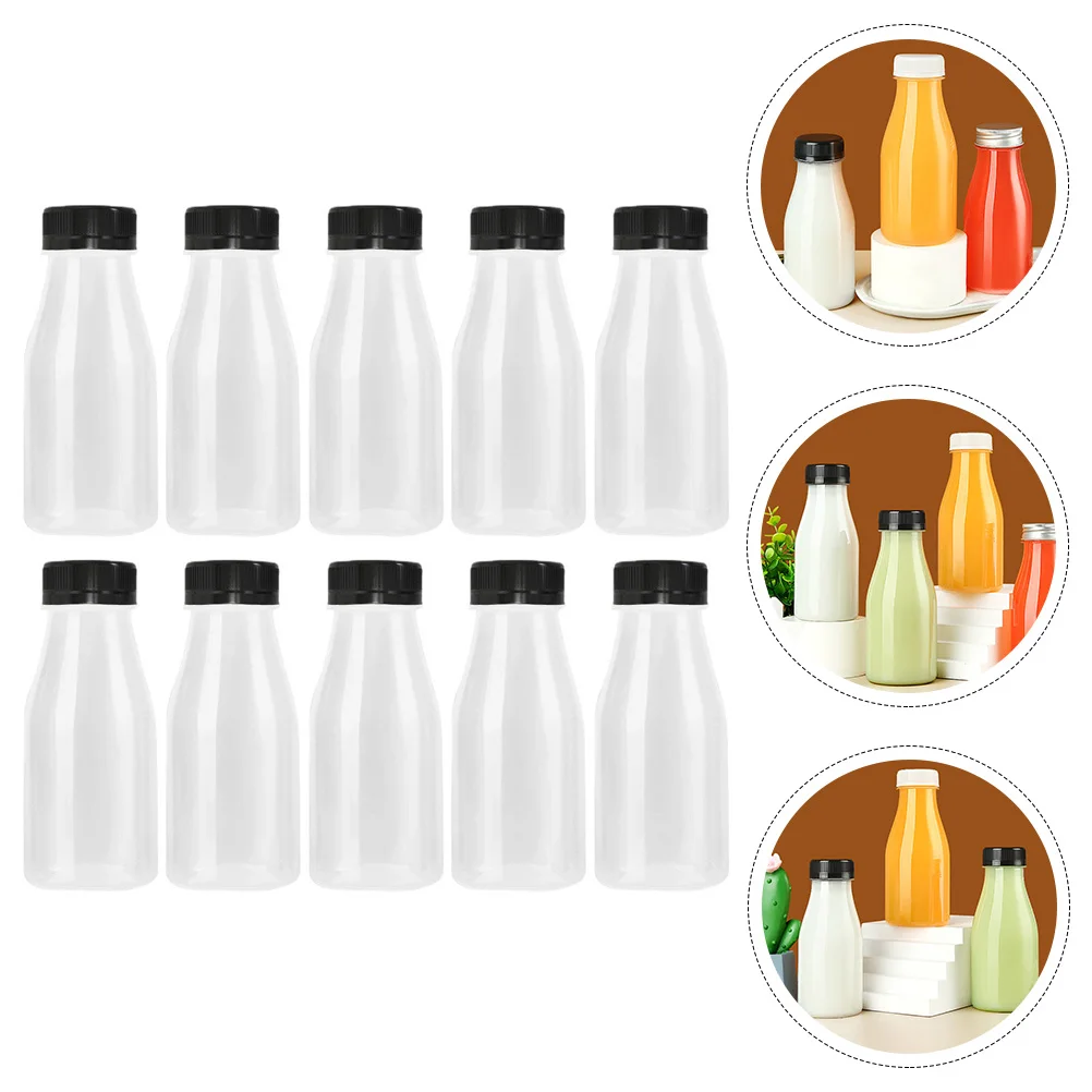 

10pcs Yogurt Bottle Drink Container Clear Body Portable Safe Clean Spill Proof Leak Proof Milk Juice Storage Kitchen Barware