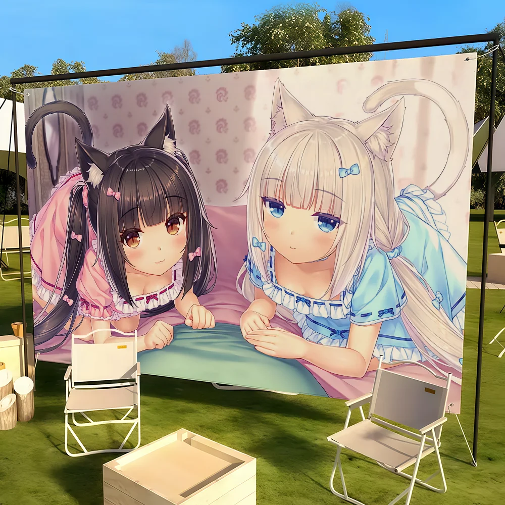 Klassische schöne N-Nekopara-Mädchen-Flagge für Wohnzimmer, Zuhause, Wohnheim, Dekoration, Wand, Outdoor, Camping, Party, Banner, Geschenke – Detail 7