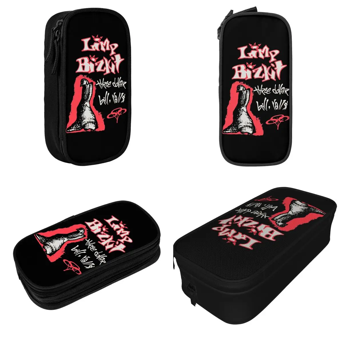 1997 Limp Bizkit Black Double Sided Pencil Case Pencil Box Pen Box for Student Pencil Bags School Supplies Gift Stationery