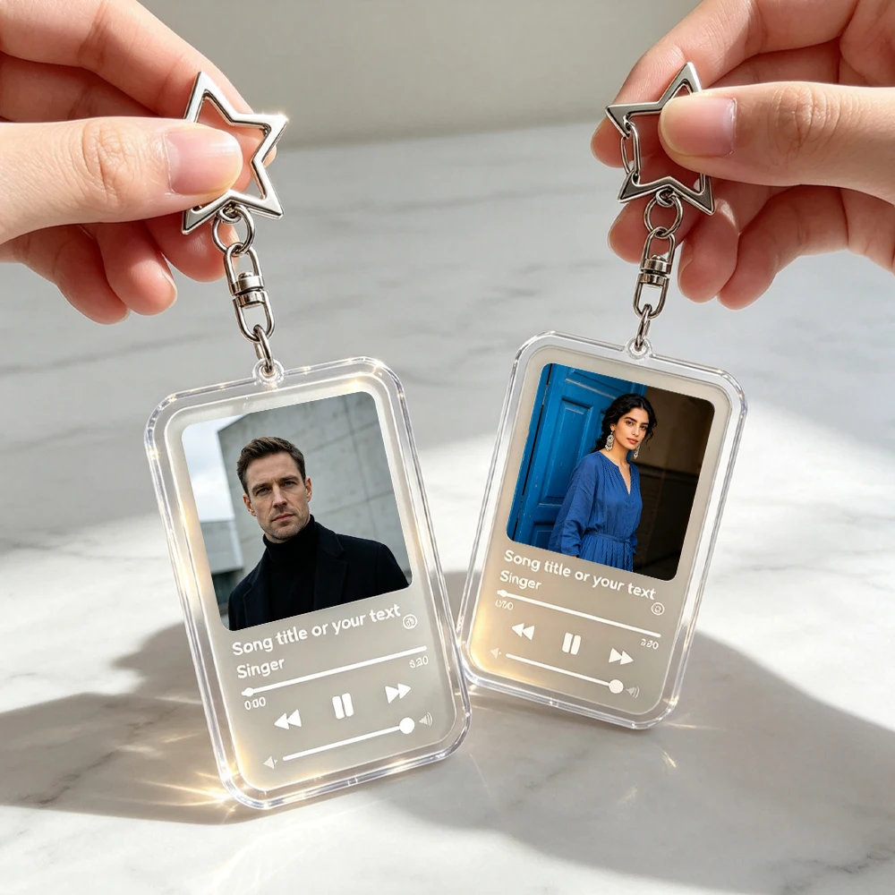 Personalized Custom Music Keychain Custom Song Singer Photo Keychain Acrylic Music Player Keychain Birthday Anniversary Gifts