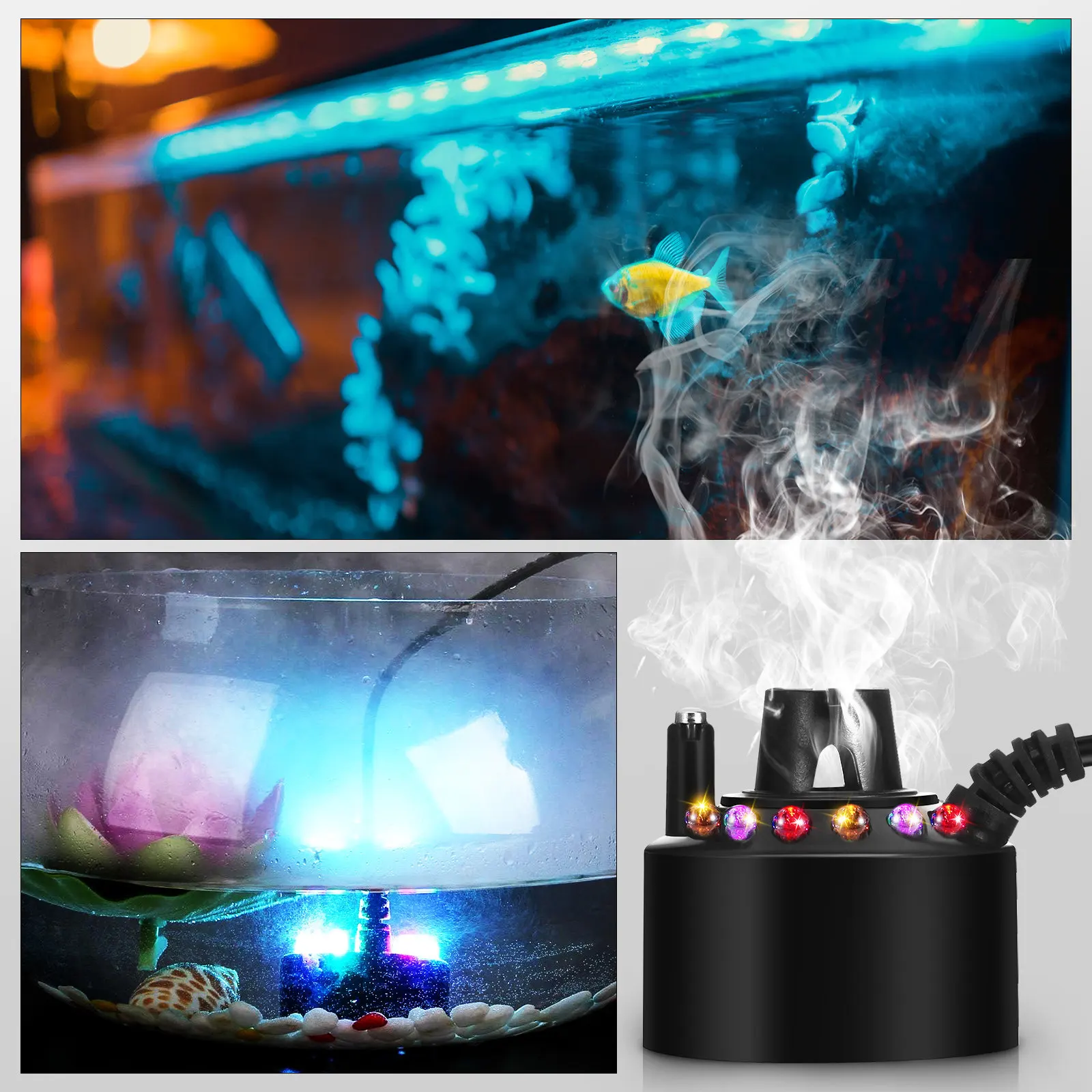 Mini Fog Machine LED Mist Maker Thick Fog Fogger for Pond Garden Landscape Water Feature Mist Maker Small Fogger