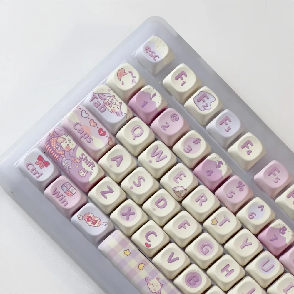 

Taro mud baa, keycap XOA hot sublimation 131 keys, girl, cute, personality, suitable for mechanical keyboard, customized