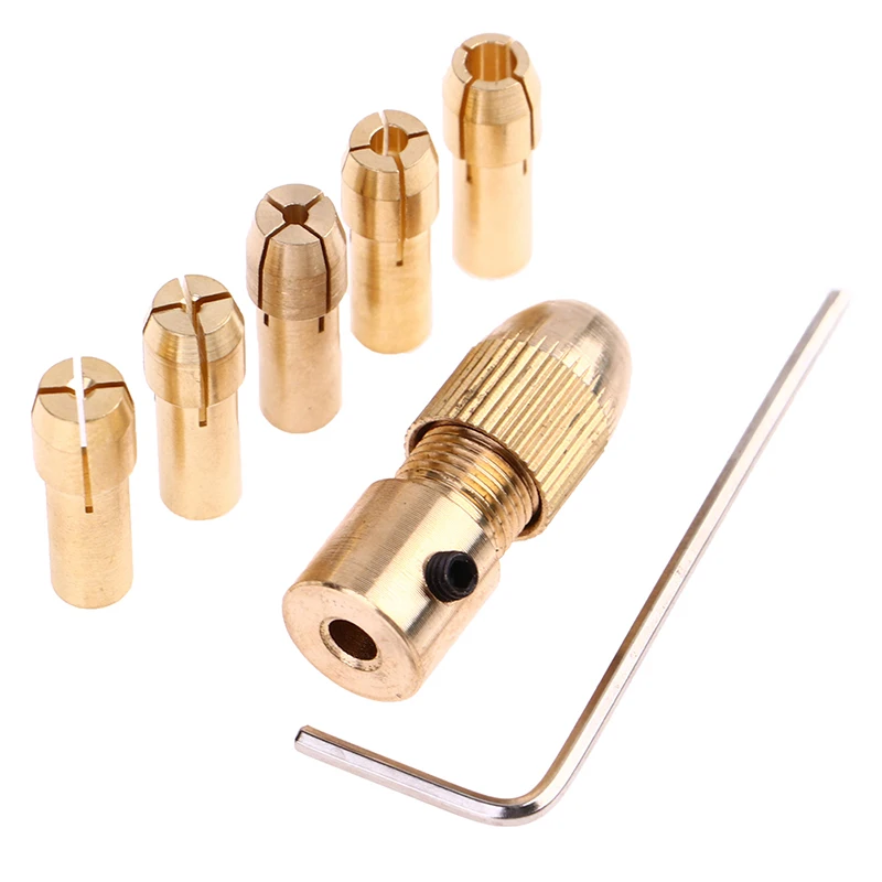 7Pcs/set High Quality Brass Collet For Mini Rotary Electric Motor Shaft Drill Chuck Bit Tool For 0.5-3.0MM Drill Bit