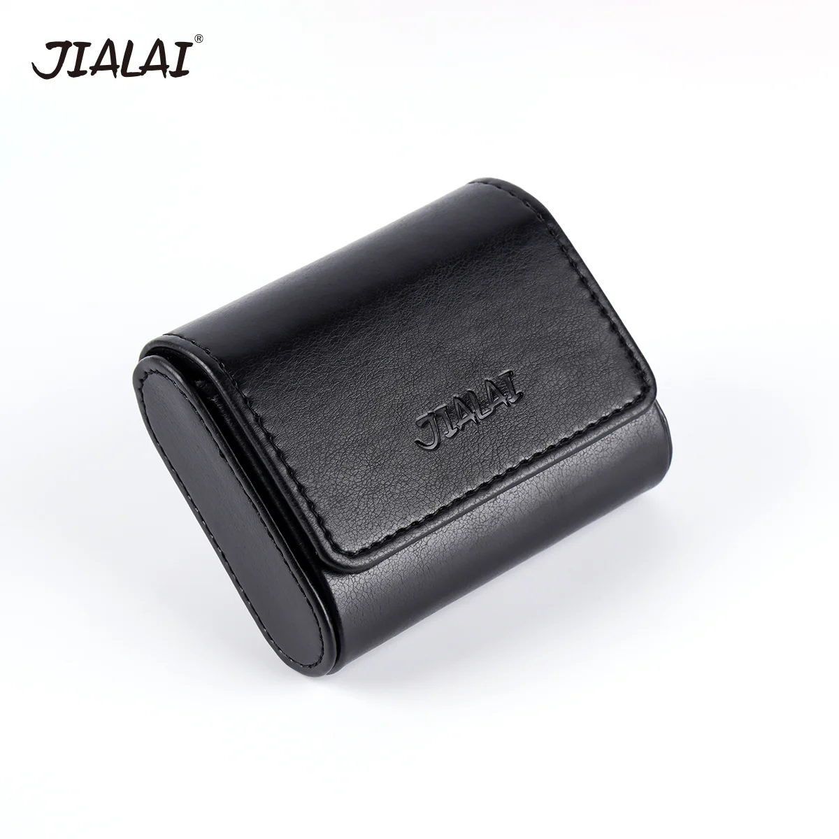 

JIALAI High Grade Magnetic Earphone Storage Box Lining Flocking Compact Flip Cover for Wireless Earbuds, Black Textured PU Case
