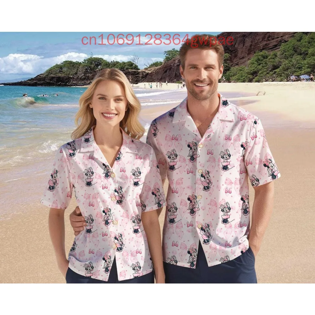 

Minnie Mouse 3d Hawaiian Shirts Men's Women's Children Disney Casual Short Sleeve Beach Shirts Summer Vacation Hawaii Shirts