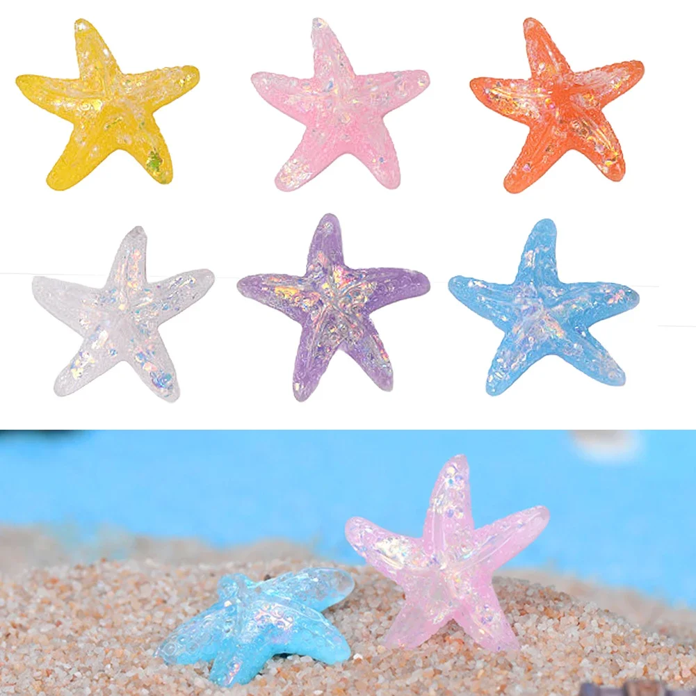 30PCS Resin Starfish Sea Star Micro Landscape Ornament Garden Decoration Crafts Wall Ornaments Aquarium Home Beach Wedding Decor