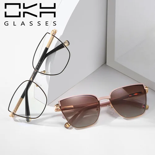 Imagen 2 del producto OKH-gafas de sol con Clip magnético para mujer, monturas de gafas antiazules, polarizadas, a la moda, para lectura, grado de miopía