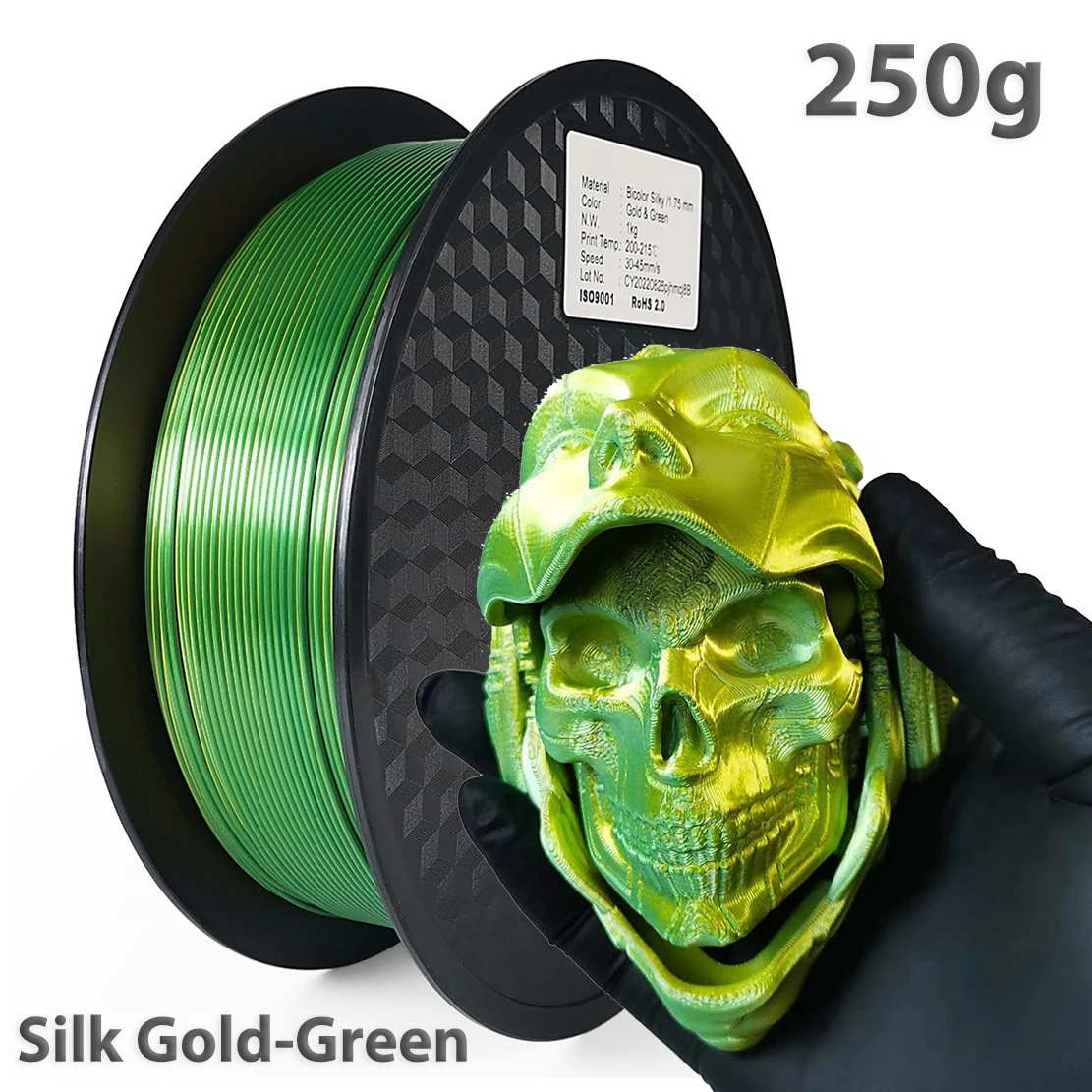 250g 500g Two Color PLA Filament 1.75mm 3D Printer Silk Black Gold For 3D Printing Material Magic Dual Color Sublimation Duotone